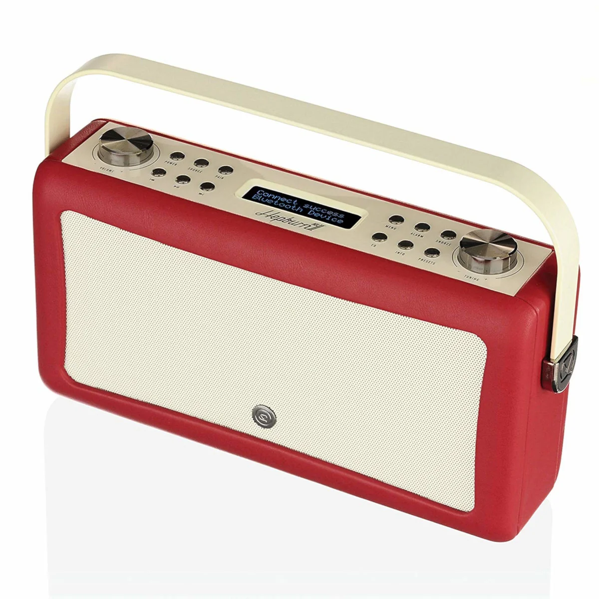 VQ Hepburn Mk II Portable DAB+/FM Radio & Bluetooth Speaker with Rechargeable Battery Pack in Red - Image 3