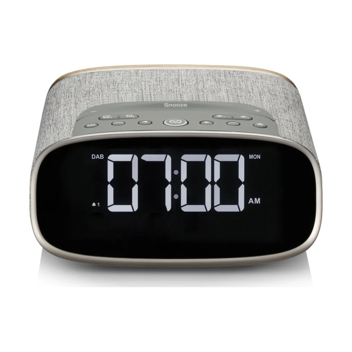 VQ Lark Bedside DAB Radio & Alarm Clock in Grey & Oak