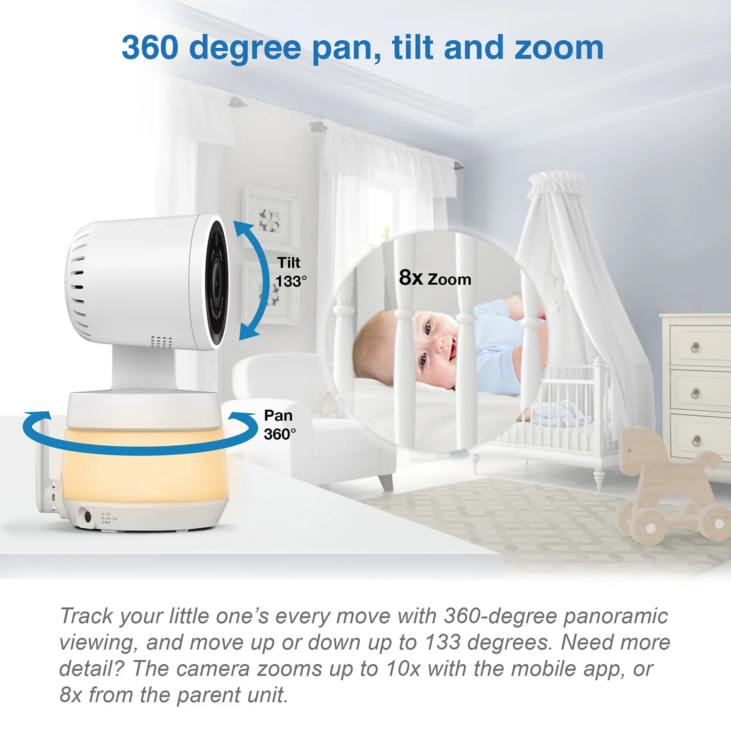 VTech RM7767HD 7" PTZ Smart Video Baby Monitor - Image 3